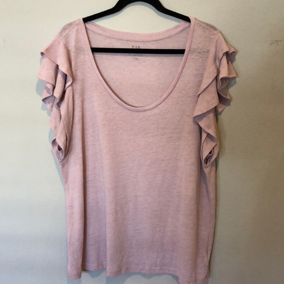 Gap Ruffled Cap Sleeve Lavender Blouse, xl tall - Picture 1 of 8